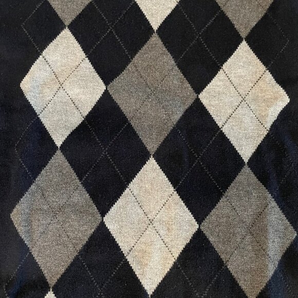 Nautica Vtg Grandpa Diamond Print 100% Cotton Knit V Neck Vest Navy Grey Sz L - Picture 5 of 10